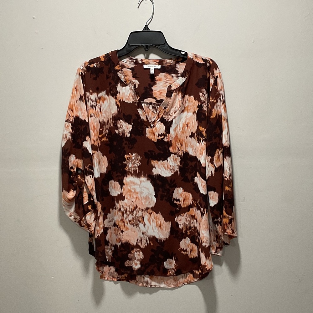 Maurices Brown and Cream Floral Blouse